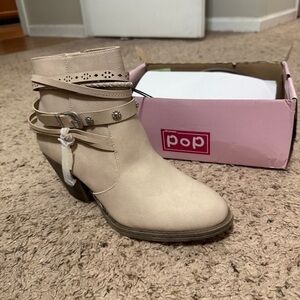 Women's Cream Beige Ankle Boots